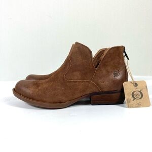 Born Beth Zip Ankle Boots Bootie Suede Brown Rust Distressed 6 NEW